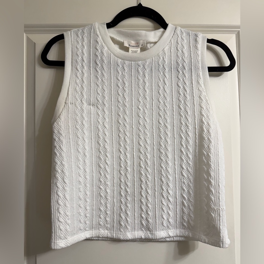 White Cable Knit Sleeveless Top